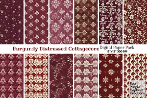 Burgundy Distressed Cottagecore