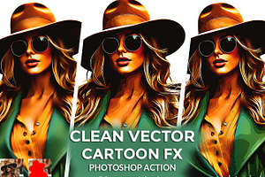 Clean Vector Cartoon FX Photoshop, an Action Add-On by Studio Retouch