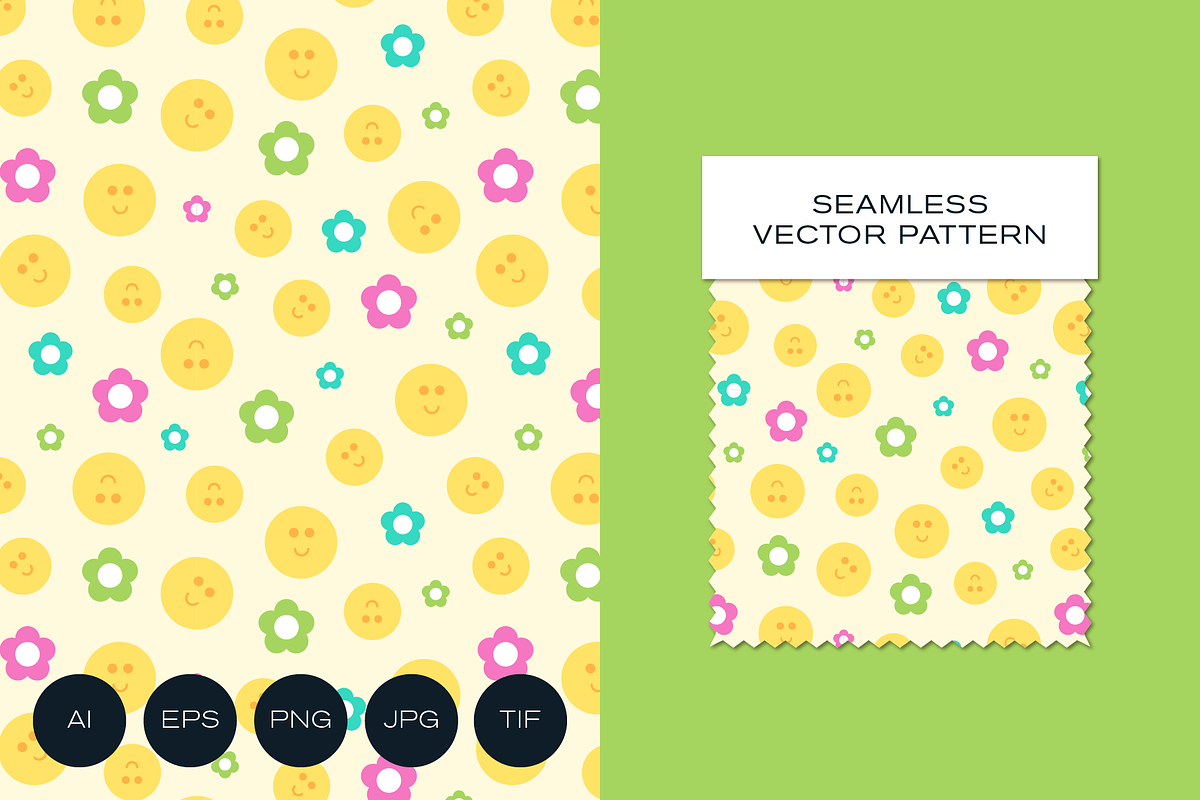 Cute Kawaii Smiley Faces and Flowers, a Pattern Graphic by Rxmi Studio (Photo 1 of 3)