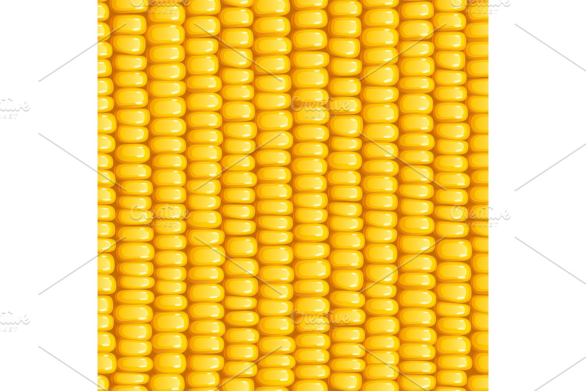 Corn cob. Organic food seamless pattern., a Food Illustration by Aleksangel