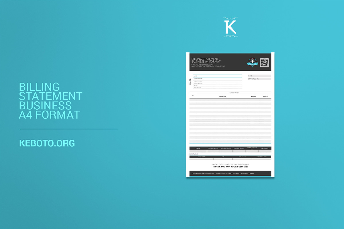 Billing Statement Business A4, a Templates & Theme by Keboto