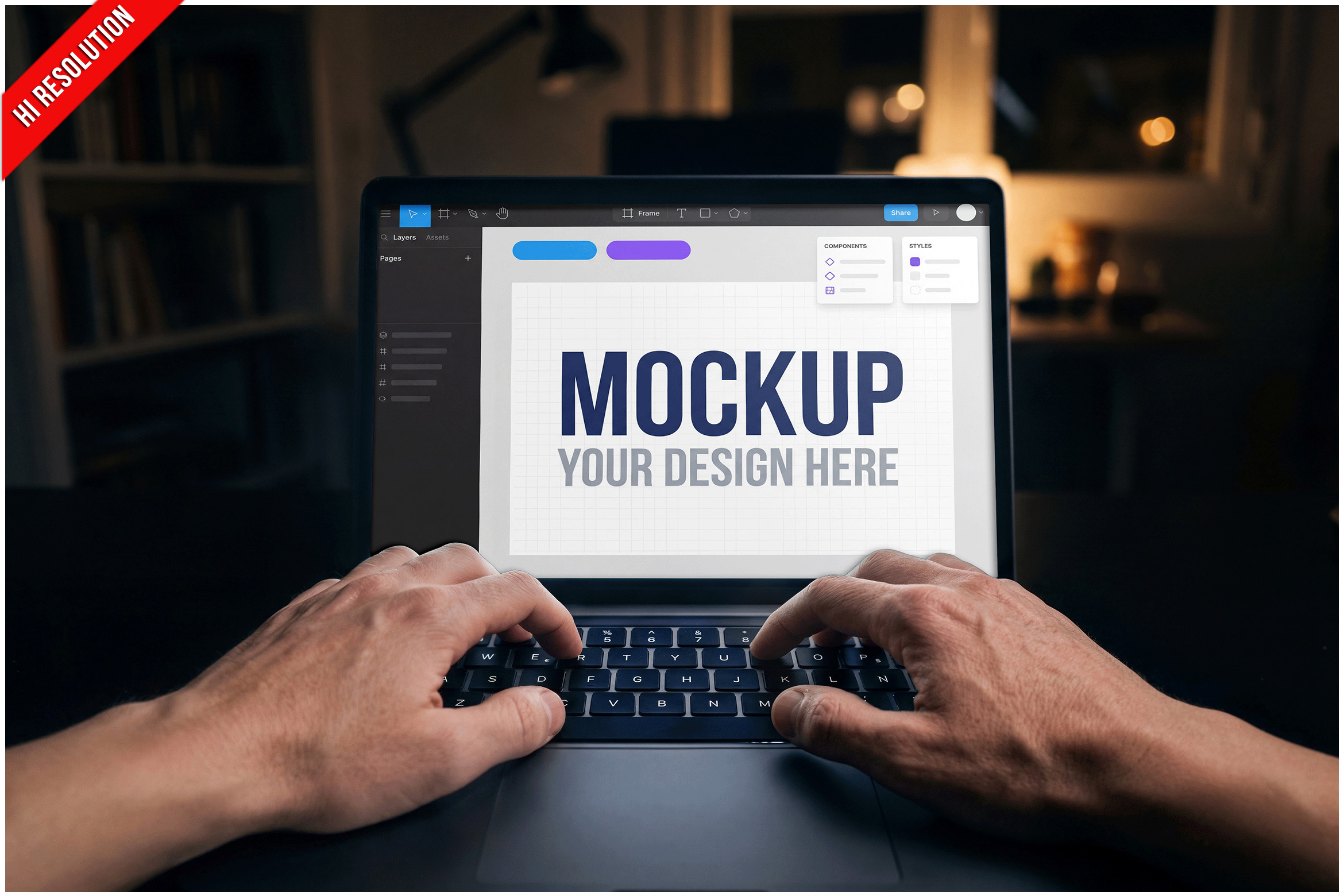 Hands Typing Laptop Office PSD, an Apparel Mockup by Bruno's Shop