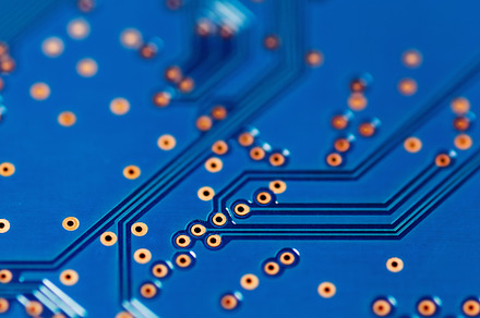 Electronic circuit board containing circuit, background, and board, a Technology Photo by AlexZaitsev