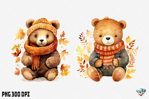 Autumn Bear Watercolor