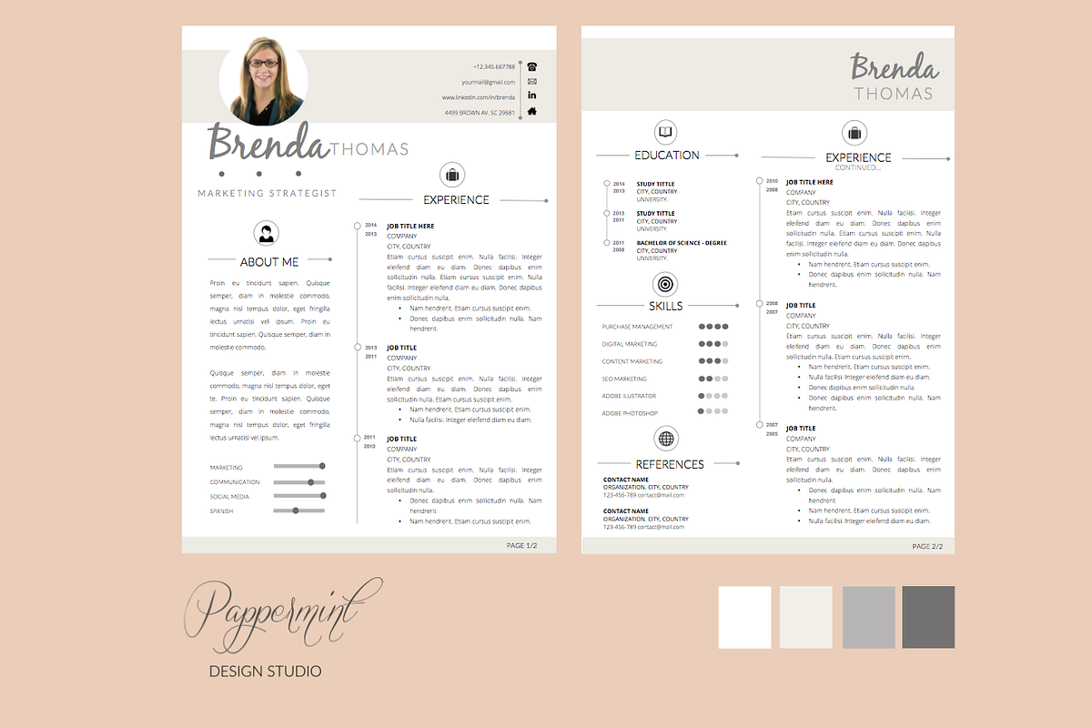 Resume Template + Cover Letter WORD, a Resume Template by PAPPERMINT RESUME STUDIO (Photo 3 of 4)