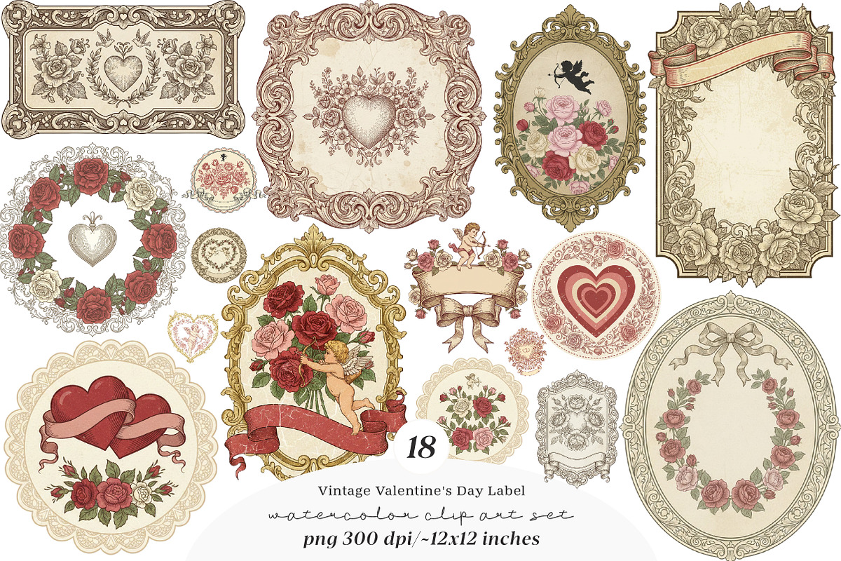 Vintage Valentine's Day Label Png, an Illustration by SinaCreation (Photo 1 of 5)