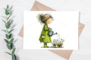 Whimsical Spring Girl Clipart Bundle, an Illustration by Canvas Craft (Thumbnail 6 of 7)