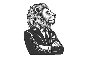 Lion Businessman Gentleman Sketch