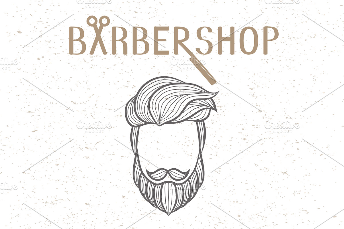 Barbershop logo elements, a Work Illustration by El Design (Photo 1 of 3)