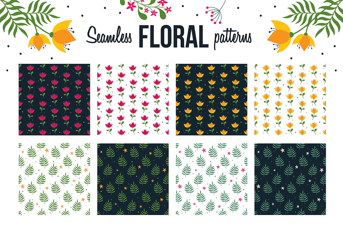 Seamless Floral patterns, a Pattern Graphic by The Odd Seed (Photo 4 of 9)