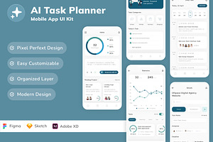 AI Task Planner Mobile App UI Kit, an UI Kit Template by Betush