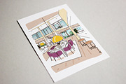 Cottage hand drawn interior, a Decorative Illustration by Good Studio (Thumbnail 5 of 5)