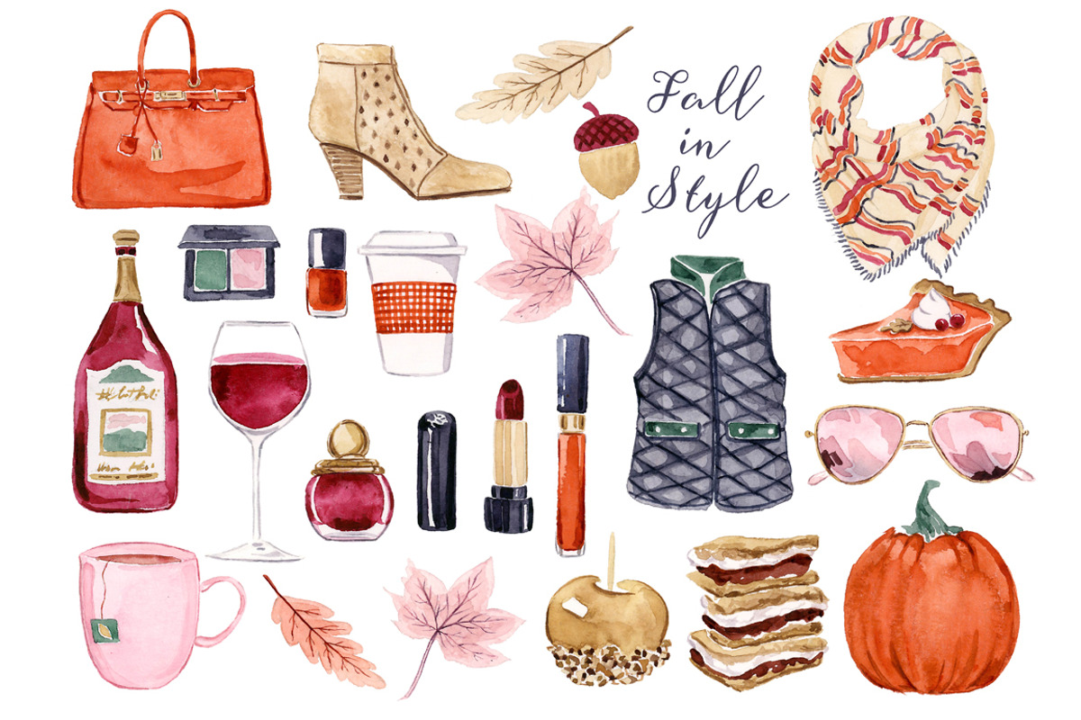 Fall Fashion Clip Art Set, a Food Illustration by RhianAwni