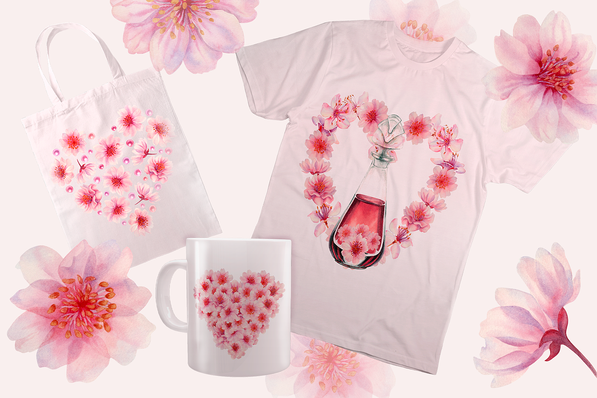 Cherry Blossom Hearts, a Decorative Illustration by EL_SUHOVA (Photo 7 of 15)