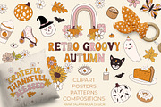 Retro Groovy Autumn Halloween, an Illustration by Cozy pattern shop (Thumbnail 1 of 11)