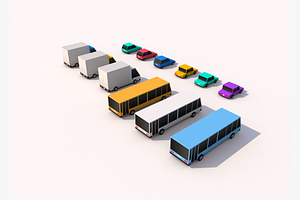 Cartoon Low Poly City Cars Pack