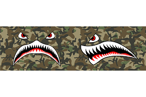 Military Print. Flying Tiger Shark