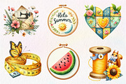 Watercolor Summer Sewing Clipart, an Illustration by CreationArt (Thumbnail 5 of 5)