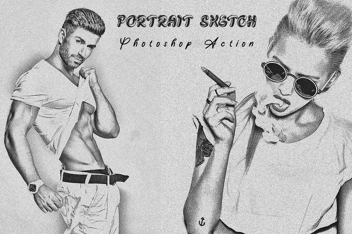 Portrait Sketch Photoshop Action, an Action Add-On by Studio Retouch (Photo 1 of 12)