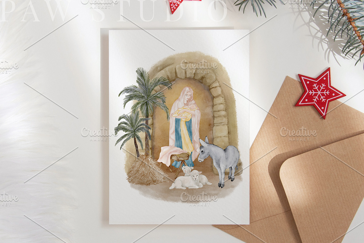 Christmas Holy Night Nativity Scene, an Illustration by PawGraphic (Photo 8 of 10)
