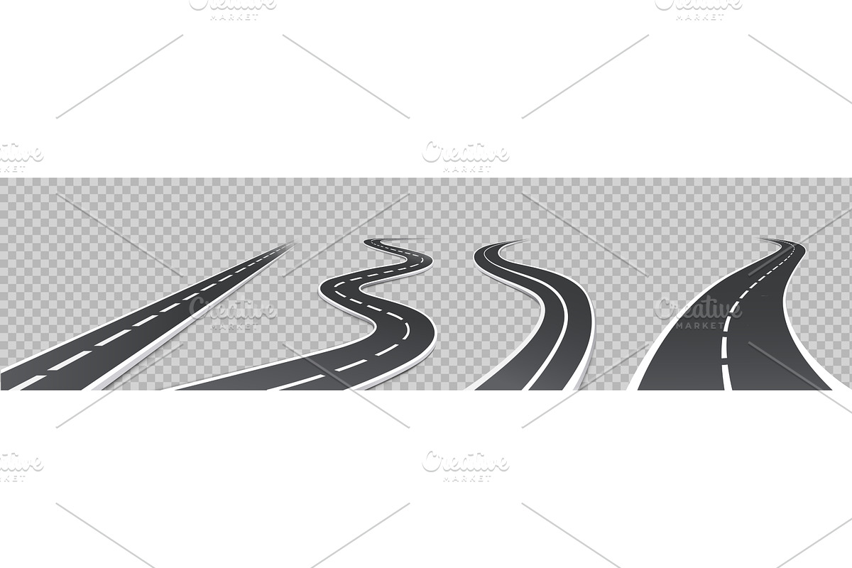 Road, winding highway. 3d asphalt, a Transportation Illustration by Frogella