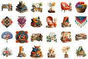 Watercolor Boho Interior Clipart, an Illustration by DreamPrint404 (Thumbnail 2 of 5)