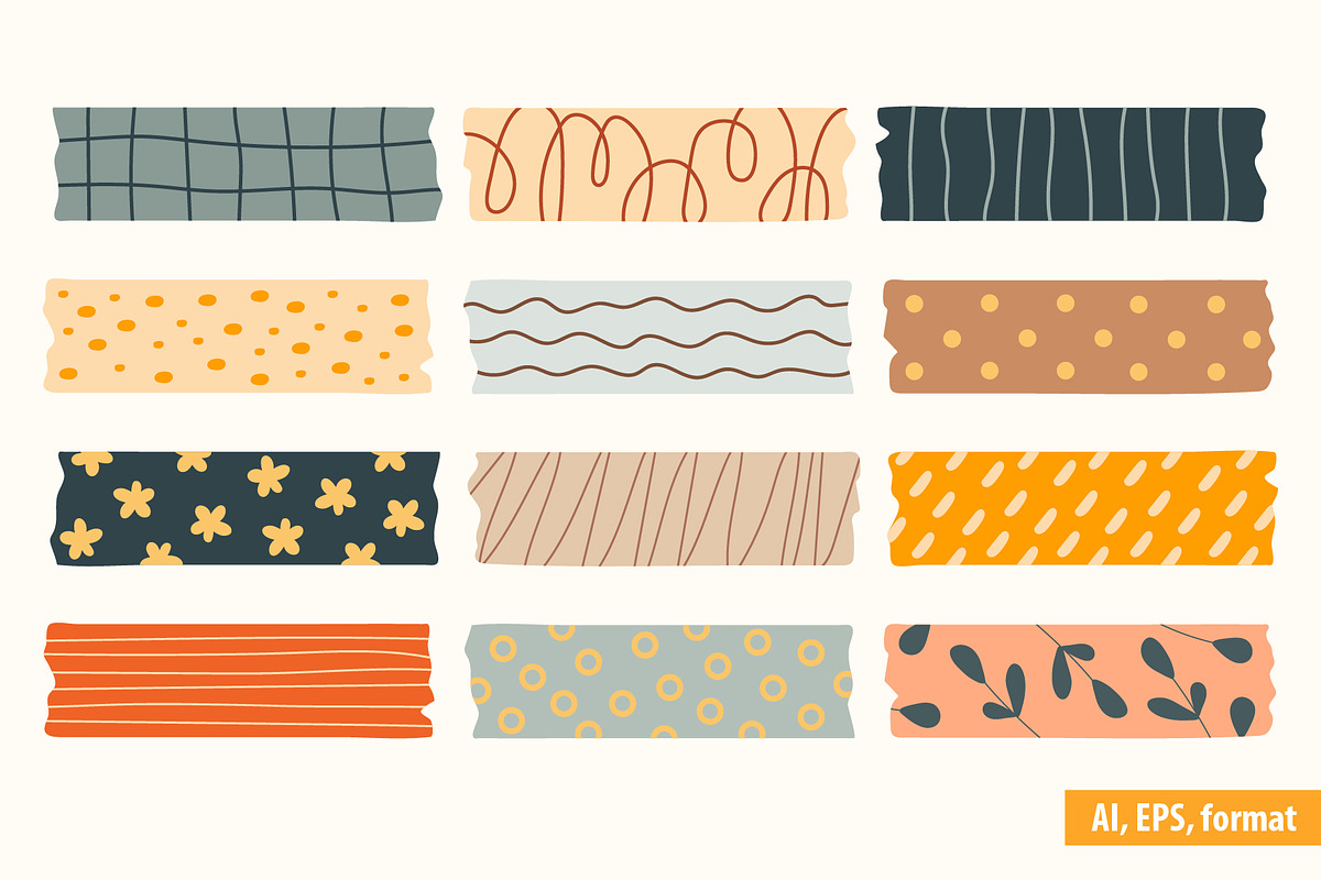 Washi tapes vector set, a Texture Graphic by Mila_art