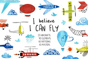 I Believe I Can Fly. Gouache Set., a Transportation Illustration by Annakniaz (Thumbnail 1 of 11)