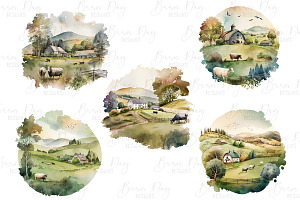 Quiet Countryside Scene Clipart