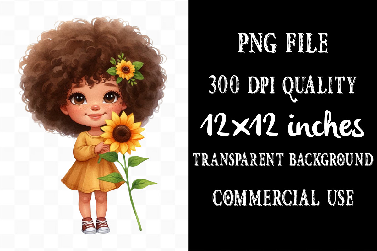 Cute Juneteenth Afro Girl Clipart, an Illustration by Designking (Photo 4 of 4)