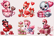 Valentine Cute Flamingo Clipart, a Seasonal Illustration by Craft Nest (Thumbnail 2 of 5)
