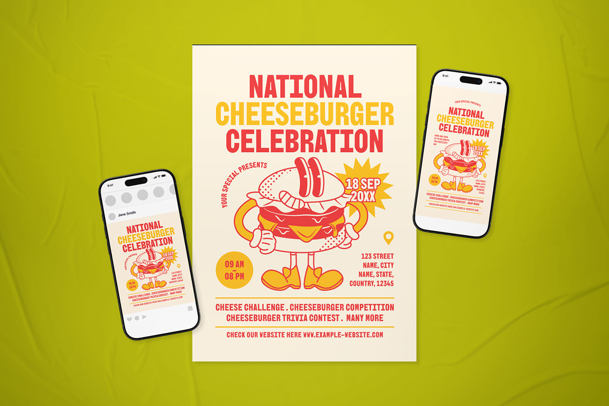 National Cheeseburger Day Flyer Set, a Flyer Template by The Good Store (Photo 1 of 2)