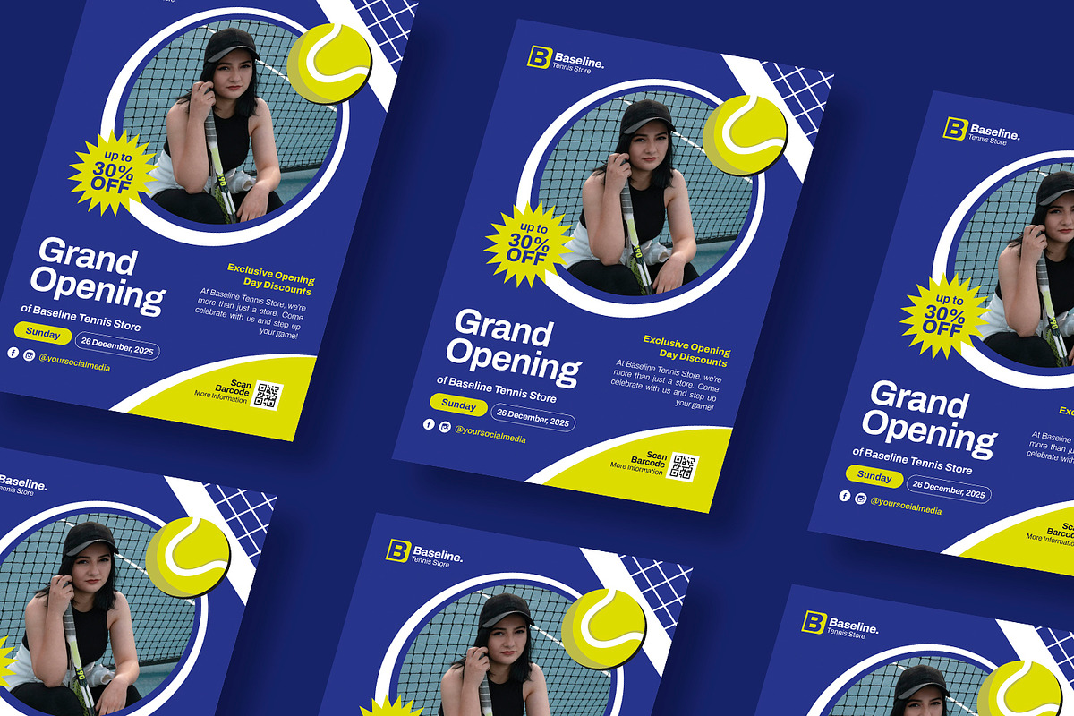Baseline Tennis - Poster, a Poster Template by Esensifiksi.studio (Photo 2 of 3)