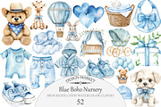 Blue Boho Nursery Clipart, an Illustration by Design Market (Thumbnail 1 of 5)