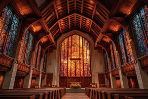 Stunning church interior with vibran, an Abstract Photo by Pixeness Studio