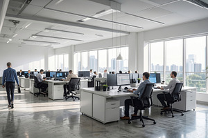 Modern Open Office Workspace With Employees, a Business Photo by Davizro's Market