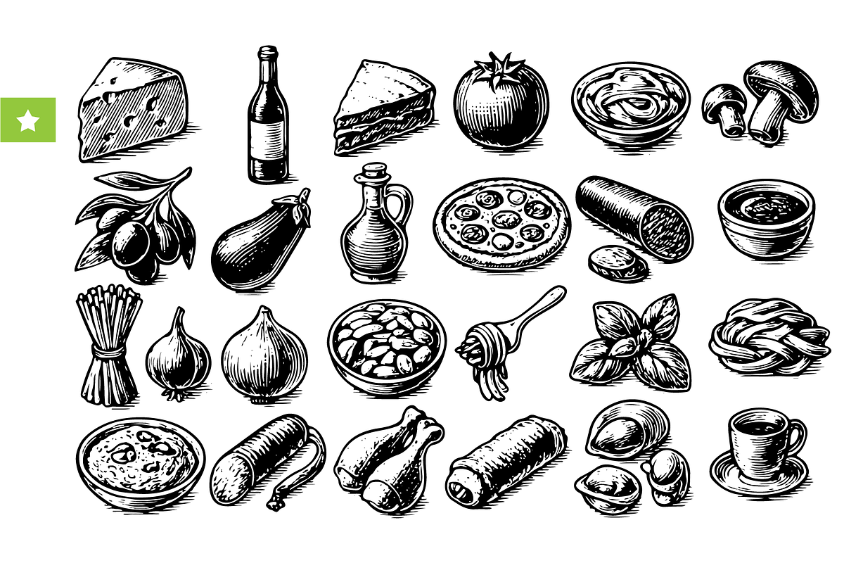 Italian Cuisine Vintage, an Object Graphic by RT Studio