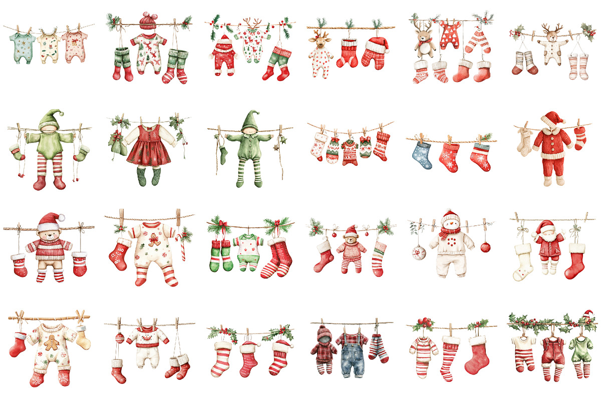 Christmas Clothesline Clipart PNG, a Seasonal Illustration by designcity5 (Photo 2 of 5)