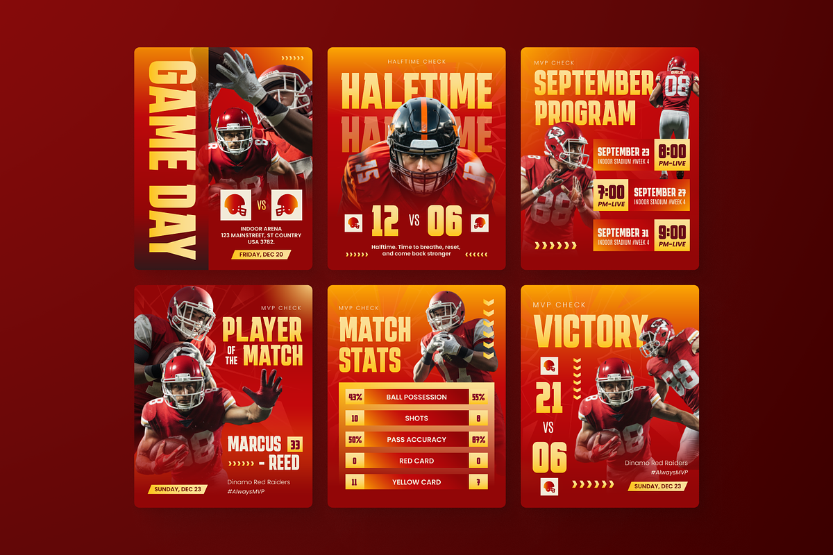 American Football Instagram Post, a Social Media Template by Annora Studio (Photo 2 of 6)