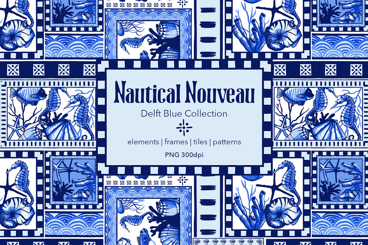 Nautical Delft Blue Collection, a Pattern Graphic by ArtPavo (Photo 1 of 12)