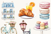 Watercolor Paris Clipart Bundle, an Object Illustration by SparkyDesignsUS (Thumbnail 5 of 9)