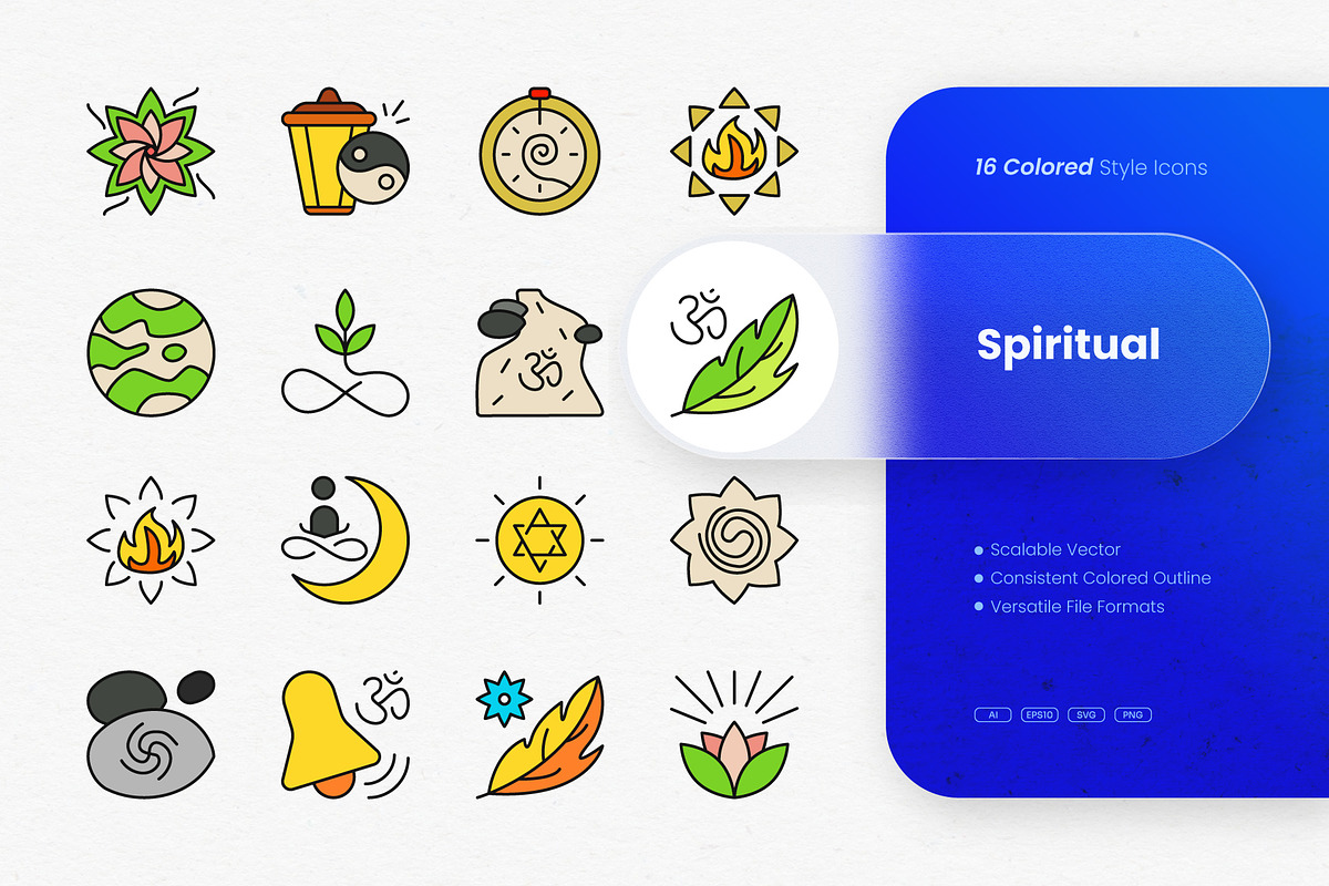 Spiritual Colored Icons, an Outline Icon by cidcud_graphic