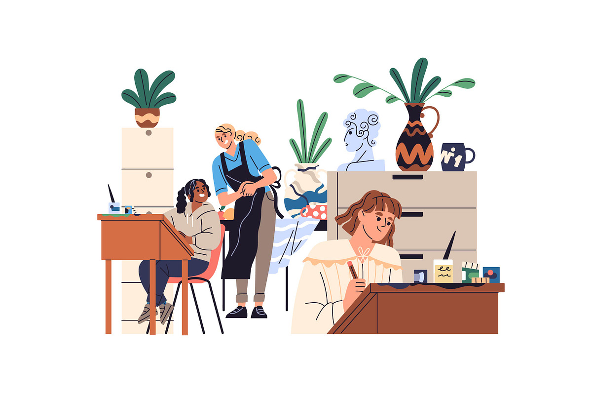 School teachers in classrooms set, an Education Illustration by PaperTrident (Photo 6 of 23)