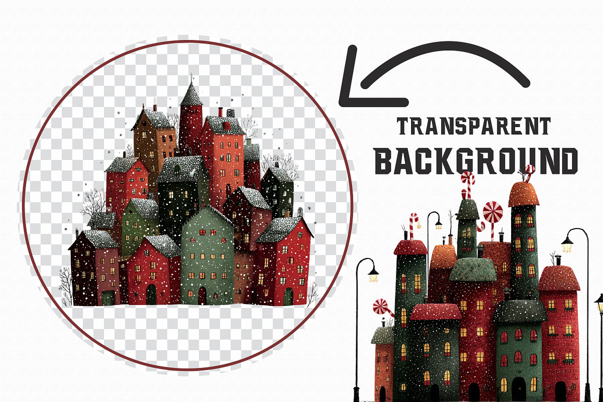 Whimsical Christmas Village Clipart, an Illustration by Libby Wishes (Photo 2 of 7)