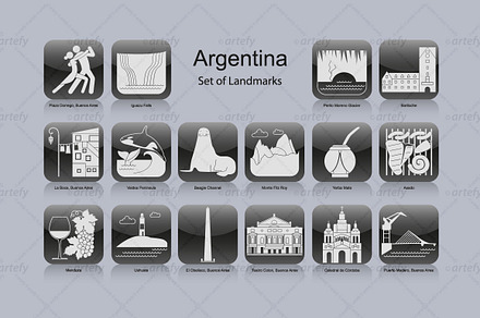 Argentina landmark icons (16x)