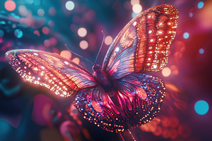 A vibrant, colorful butterfly with intricate patterns and glowing effects, set, an Animal Photo by Textures & Backgrounds