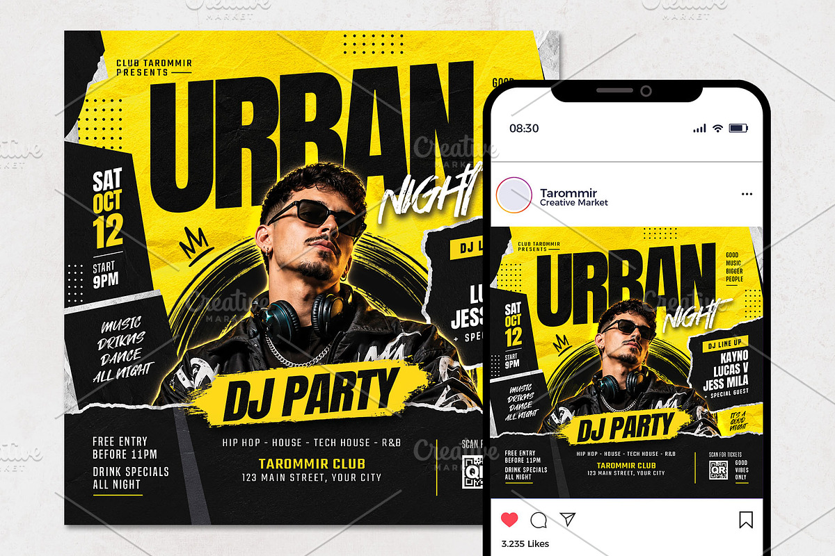 Urban Night DJ Party Flyer Template, a Flyer Template by Tarommir (Photo 2 of 3)