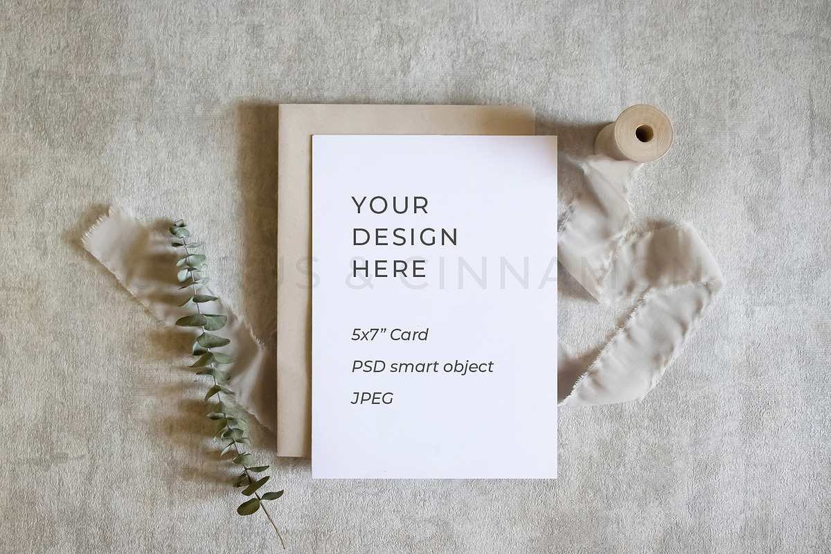 5x7 Card & Invitation Mockup 1245, a Print Template by Citrus and Cinnamon