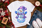 Christmas Disco Snowman Png, a Seasonal Illustration by Watercolor design (Thumbnail 3 of 3)