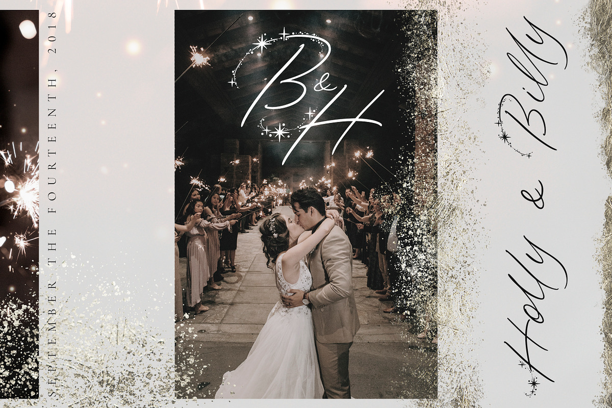 Glitter. Festive font with sparks preview 3